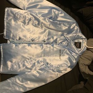 Metallic blue boomer jacket